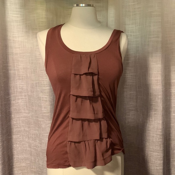 Banana Republic brown ruffle front tank size small - Picture 1 of 7